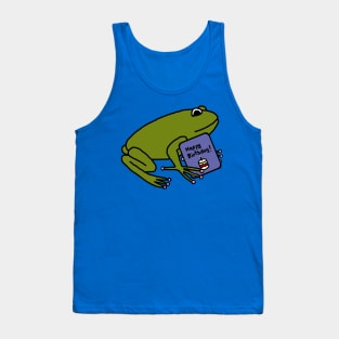 Cute Green Frog with Birthday Greetings Tank Top